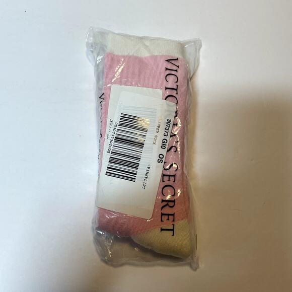 Victorias Secret Slipper Socks Pink White Womens One Size Lined Classic Grippers - Picture 6 of 7